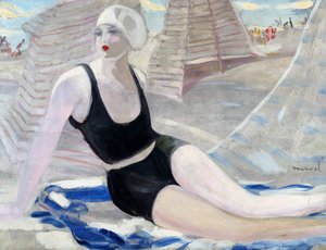 Badende im schwarzen Badeanzug von Jacqueline Marval