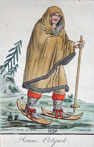 Ostyak-Mann auf Skiern