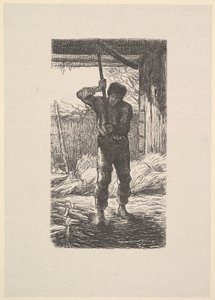 Mann beim Dreschen von Weizen, 1853