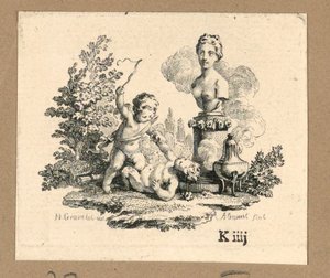 Druck, Amor züchtigt ein Satyrmädchen von Jacques Alianet