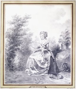 Porträt von Elisabeth Louise Vigee-Lebrun, die im Garten einen Brief liest