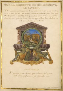 Wappen mit einem Löwen, der einen Geparden angreift von Jacques Bailly
