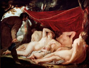 Komm und die Grazien überrascht von einem Sterblichen. Gemälde von Jacques Blanchard (1600-1638). Louvre Museum von Jacques Blanchard