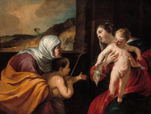 Jungfrau und Kind mit der heiligen Elisabeth und dem heiligen Johannes dem Täufer als Kind, 1628-29 von Jacques Blanchard