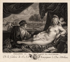 Philipp II. und seine Geliebte nach Tizian, ca. 1780