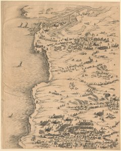 Tafel oben links aus "Belagerung von La Rochelle" von Jacques Callot