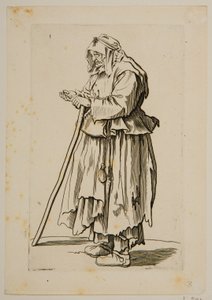 Bettlerin erhält Almosen (Radierung) von Jacques Callot