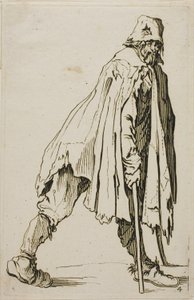 Bettler auf Krücken mit Hut, Platte vier aus Die Bettler von Jacques Callot