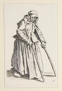 Bettlerin auf Krücken, aus Die Bettler von Jacques Callot