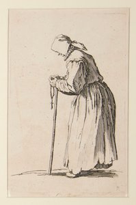 Bettlerin mit Rosenkranz, aus Die Bettler (La mendiante aux rosaire) von Jacques Callot