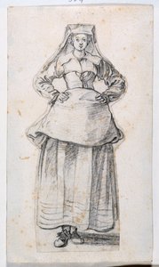 Bürgerinnen in verschiedenen Haltungen, aus dem Druckalbum 21, Nummer 304 von Jacques Callot