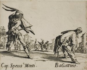 Capitan Spessa Monti - Begattino, Tafel 10 aus Balli di Sfessania von Jacques Callot