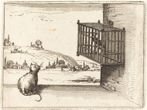 Katze beobachtet eingesperrten Vogel