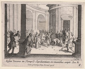 Christus wird aus dem Tempel gesteinigt von Jacques Callot