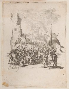 Christus trägt das Kreuz, Nr. 10 von 11 aus La Petite Passion von Jacques Callot