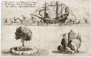 Kampf an der Barriere: der Einzug von Monsieur le Comte de Brionne, Großkämmerer von Seiner Hoheit Karl IV. von Lothringen (Gravur) von Jacques Callot