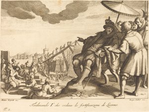 Bau und Befestigung des Hafens von Livorno von Jacques Callot