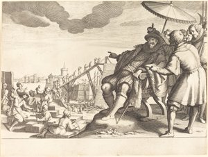Bau und Befestigung des Hafens von Livorno, ca. 1614 von Jacques Callot