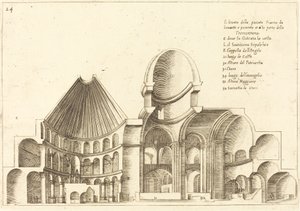 Querschnitt der Kirche des Heiligen Grabes von Jacques Callot