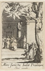 Tod des Judas, Platte vierzehn aus Die Märtyrer der Apostel von Jacques Callot