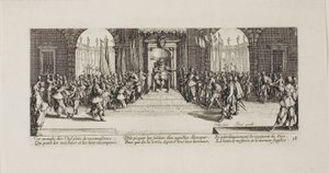 Verteilung der Belohnungen, Platte achtzehn aus Die Elenden des Krieges von Jacques Callot