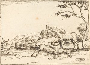 Hirschkuh trauert um ihr Fohlen von Jacques Callot