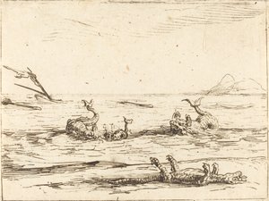 Delfine und Krokodil von Jacques Callot