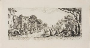 Sterbende Soldaten am Straßenrand, Platte sechzehn aus Die Elendigkeiten des Krieges von Jacques Callot