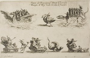 Einzug von Monseigneur Henry de Lorraine, Marquis de Moy, unter dem Namen Pirandre, aus "Der Kampf an der Barriere" von Jacques Callot