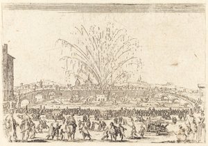 Feuerwerk am Arno, Florenz von Jacques Callot