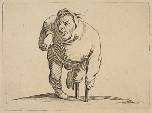 Der Krüppel mit einer Krücke und einem Holzbein, 1616-22 von Jacques Callot