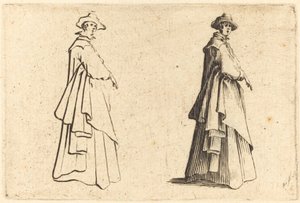Dame im großen Mantel von Jacques Callot