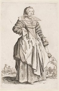 Dame mit breitem Kragen, aus der Serie „Der Adel von Lothringen“ von Jacques Callot