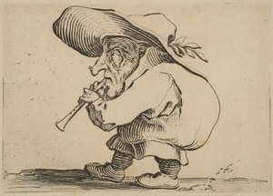 Der Flageolettspieler, aus Varie Figure Gobbi, suite appelée a... (1616-22) von Jacques Callot