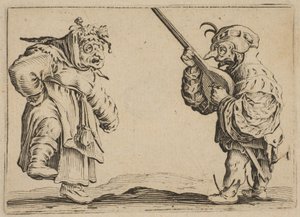 Die Tänzer mit einer Laute, aus der Serie Les Caprices, Set B, Nancy von Jacques Callot
