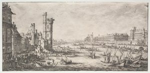 Die zwei großen Ansichten von Paris: Blick auf den Louvre von Jacques Callot