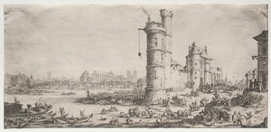 Die zwei großen Ansichten von Paris: Ansicht der Pont Neuf von Jacques Callot