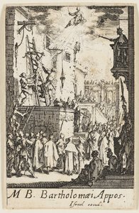Martyrium des Heiligen Bartholomäus, Platte neun aus Die Martyrien der Apostel von Jacques Callot
