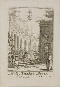 Martyrium des heiligen Thaddäus, Platte zwölf aus Die Martyrien der Apostel von Jacques Callot