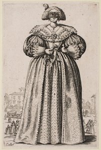 Maskierte Dame, aus der Serie „Der Adel von Lothringen“ von Jacques Callot