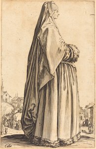 Edle Frau mit Schleier und Pelzbesatz von Jacques Callot