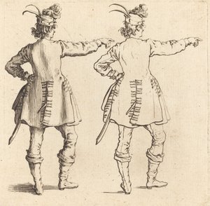 Offizier mit Federn im Hut, von hinten gesehen von Jacques Callot