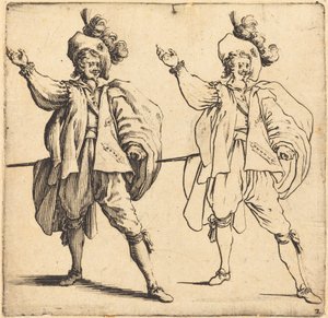 Offizier mit großer Feder, Vorderansicht von Jacques Callot