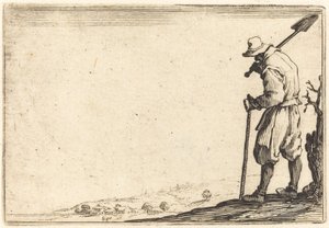 Bauer mit Schaufel auf der Schulter