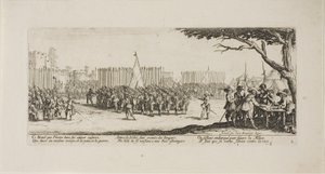 Rekrutierung von Truppen, Platte zwei aus Die Elendigkeiten des Krieges von Jacques Callot