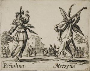 Riciulina - Metzetin, Tafel 8 aus Balli di Sfessania von Jacques Callot