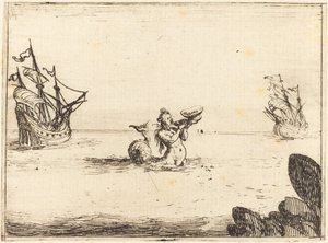 Sirene zwischen zwei Schiffen von Jacques Callot