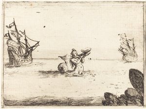 Sirene zwischen zwei Schiffen, 1628 von Jacques Callot