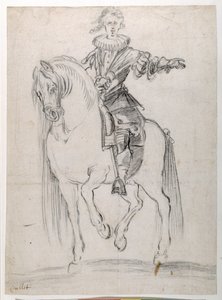 Skizze für Ludwig XIII. zu Pferd von Jacques Callot