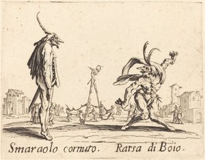 Smaralo Cornuto und Ratsa di Boio von Jacques Callot